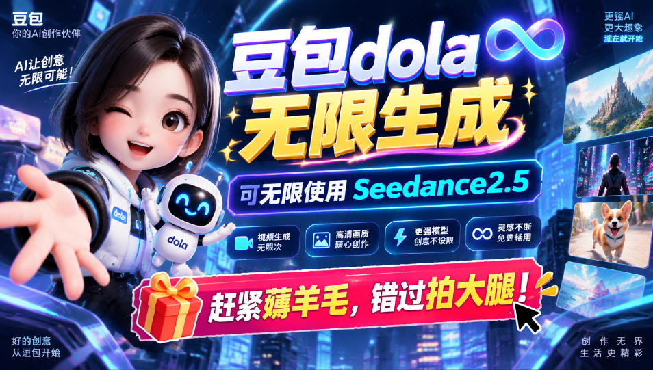 1029最新豆包dola无限生成技术,可以无限生成sseedance2.5,赶紧薅羊毛,和谐拍大腿-鑫梵淘轻创网