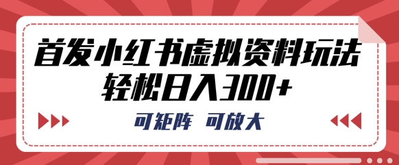 首发小红书虚拟资料玩法，可矩阵，可放大，轻松日入3张-鑫梵淘轻创网