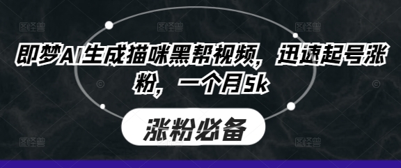即梦AI生成猫咪黑帮视频,迅速起号涨粉,一个月5k-鑫梵淘轻创网