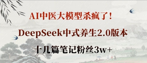 AI中医大模型杀疯了！DeepSeek中式养生2.0版本，十几篇笔记粉丝3w+-鑫梵淘轻创网