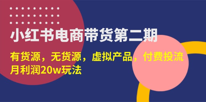 （14186期）小红书电商带货第二期，有货源，无货源，虚拟产品，付费投流，月利润20w-鑫梵淘轻创网