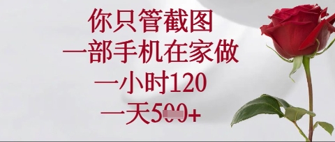 你只管截图,一部手机在家操作,一小时120.一天5张【揭秘】-鑫梵淘轻创网